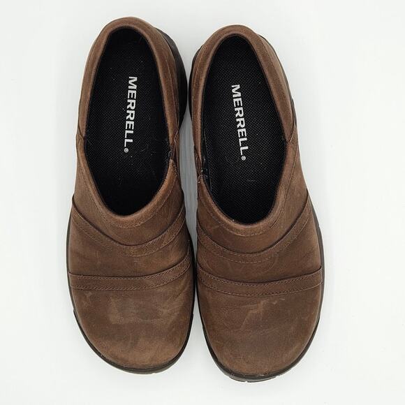 Merrell Encore Moc 4 Women's‎ 7.5 Brown Leather Slip On Comfort Shoes - Picture 2 of 11